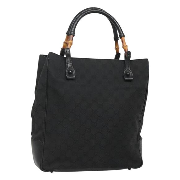 GUCCI GG Canvas Bamboo Tote Bag Black - Picture 1 of 16